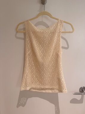 Vintage Sleeveless Lace Tank Top - Cream